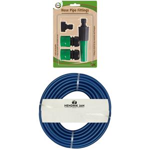 Hendrik Jan Tuinslang 15 meter - gewapend/anti knik - 13mm - professional - met koppelstukken/spuitstuk -