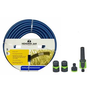 Hendrik Jan Tuinslang 15 meter - gewapend/anti knik - 13mm - professional - met koppelstukken/spuitstuk -