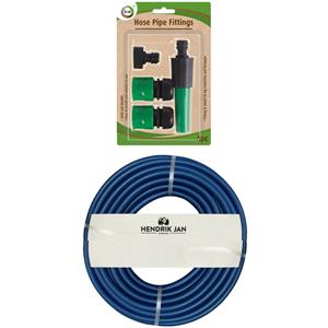 Hendrik Jan Tuinslang 25 meter - gewapend/anti knik - 13mm - professional - met koppelstukken/spuitstuk -