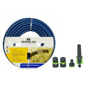Hendrik Jan Tuinslang 25 meter - gewapend/anti knik - 13mm - professional - met koppelstukken/spuitstuk -