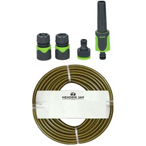 Hendrik Jan Tuinslang 50 meter - gewapend/anti knik - 13mm - met koppelstukken/spuitstuk set -
