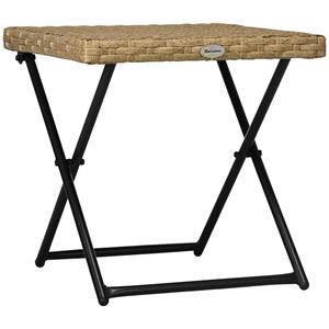 Outsunny klapbare balkontafel, polyrotan, stevig stalen frame, onderhoudsvriendelijk, ruimtebesparend, 40x40x40 cm, natuurlijk | Aosom.nl