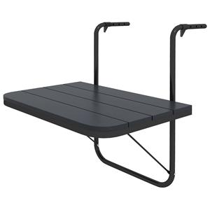 Outsunny Balkon Hangtafel, ruimtebesparend, inklapbaar en in hoogte verstelbaar, stevig aluminium, kunststof tafelblad, houtlook, zwart | Aosom.nl