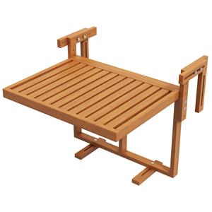 Outsunny balkontafel, praktische klaptafel, weerbestendig, in hoogte verstelbaar, 68 x 65 x 55 cm, perfect voor buiten, teak | Aosom.nl