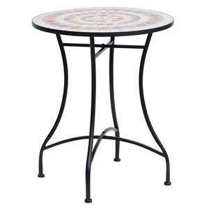 Outsunny mozaïek tuintafel, rond, weerbestendig, perfect voor balkon en terras, stijlvol ontwerp, 60 cm, kleurrijk | Aosom.nl