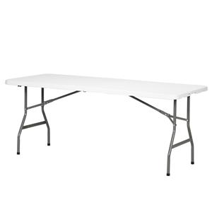 Outsunny tuinklaptafel, weerbestendig, eenvoudig op te bergen, 180 x 75 x 73 cm, ideaal voor buiten, wit, grijs | Aosom.nl