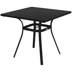 Outsunny tuintafel, stevig stalen frame, ideaal voor 4 personen, weerbestendig, 80 x 80 x 72 cm, modern ontwerp, zwart | Aosom.nl