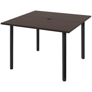 Outsunny tuinset, robuust metalen frame, met parasolgat, weerbestendig, 100 x 100 x 72 cm, modern design, bruin/zwart | Aosom.nl