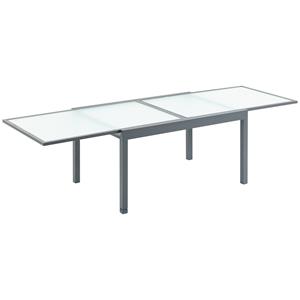Outsunny Tuintafel Eettafel Balkontafel met Gehard Glas Top Buiten Aluminium Uitschuifbare Tafel Achtertuin Tuinmeubilair Rechthoek Bistrotafel Grijs