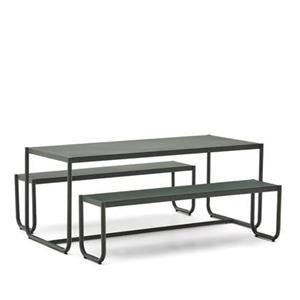 Kave Home  Sotil Set van 2 banken en tafel van gegalvaniseerd staal