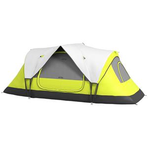 Outsunny Campingtent, 2 Kamers, Scheidingswand, voor 6 Personen, Regenbescherming, Donkergroen