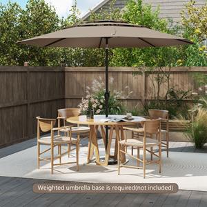 Costway 300 cm Grote 3-laagse Parasol Tafelparasol met Kantelmechanisme Handslinger 8 Stevige Ribben Zonnescherm voor Tuin Strand