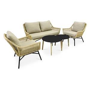 Sweeek  Lage wicker loungeset 4 plaatsen - Kuta