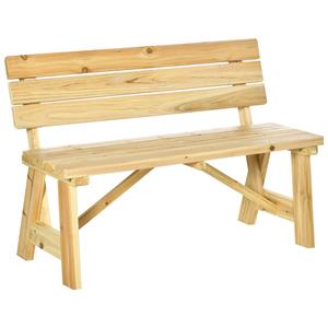 Outsunny tuinbank voor 2 personen, duurzaam sparrenhout, klassiek design, weerbestendig, 116 x 56 x 80 cm, naturel | Aosom.nl