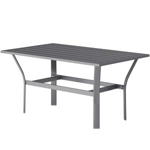Outsunny Balkontafel Metaal met Lamellenontwerp Weerbestendig, Koffietafel, Tuintafel 91,5 x 55 x 45 cm Donkergrijs