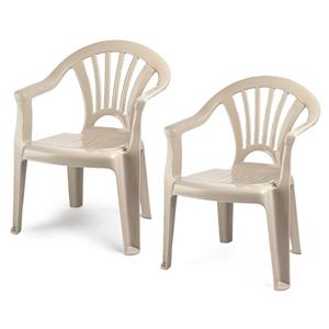 Merkloos Trendoz Kinderstoel van kunststof - 2x - beige - 35 x 28 x 50 cm - tuin/camping/slaapkamer -