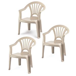 Merkloos Trendoz Kinderstoel van kunststof - 3x - beige - 35 x 28 x 50 cm - tuin/camping/slaapkamer -
