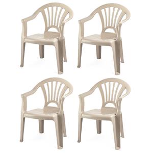 Merkloos Trendoz Kinderstoel van kunststof - 4x - beige - 35 x 28 x 50 cm - tuin/camping/slaapkamer -