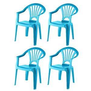Merkloos 4x stuks kinderstoelen blauw kunststof x 31 x 51 cm -