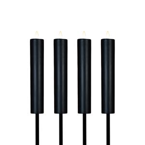 Anna's Collection Solar kaars fakkel - 4x - zwart - tuinsteker - H76 cm - 3D lont - timer functie - tuinlamp -