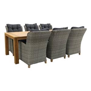 Van der Garde Tuinmeubelen VDG Torino Paloma Grey|Rome brown 240 cm. tuinset - 7-delig