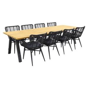 Van der Garde Tuinmeubelen VDG Jasmine black|Ambassador 300x100 cm. tuinset - 9 delig
