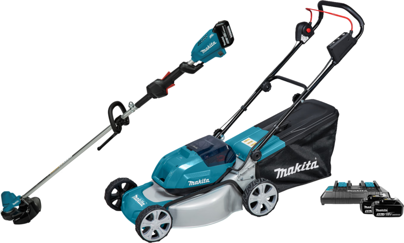 Makita DLM463PT incl. 5,0 Ah Accu (2x) +  DUR190LZX9 (zonder accu)