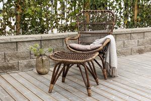 Nohr Loungestoel Bronwen Met voetenbank, Rattan - Bruin