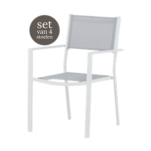 Nest outdoor Narda aluminium tuinstoel lichtgrijs - met armleuningen - set van 4