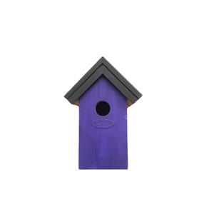Lifetime Garden Houten vogelhuisje/nestkastje 22 cm - zwart/donker paars Dhz schilderen pakket -