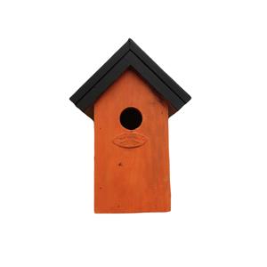 Lifetime Garden Houten vogelhuisje/nestkastje 22 cm - zwart/oranje Dhz schilderen pakket -