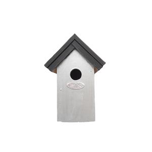 Lifetime Garden Houten vogelhuisje/nestkastje 22 cm - zwart/zilvergrijs Dhz schilderen pakket -