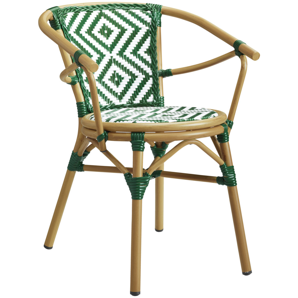 Vega Stoel Estilo; 59x63x76 cm (BxDxH); zitting groen, frame bruin; 2 stuk / verpakking