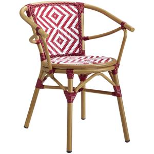 Vega Stoel Estilo; 59x63x76 cm (BxDxH); zitting rood, frame bruin; 2 stuk / verpakking