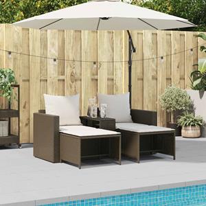 vidaXL 5-delige Tuinbankstel met kussens stapelbaar poly rattan bruin
