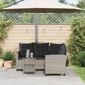 vidaXL Tuinbank met tafel en kussens L-vormig poly rattan grijs