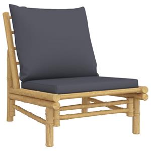 vidaXL Tuinstoelen 2 st met donkergrijze kussens bamboe