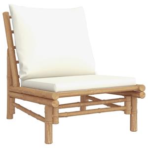 vidaXL Tuinstoelen 2 st met crèmewitte kussens bamboe
