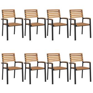vidaXL Tuinstoelen 8 st stapelbaar massief acaciahout en metaal