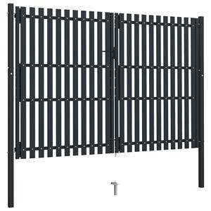 vidaXL Poort dubbel 306x200 cm staal antraciet