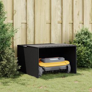 vidaXL Garage voor robotmaaier 86x90x52/57 cm poly rattan zwart