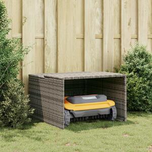vidaXL Garage voor robotmaaier 86x90x52/57 cm poly rattan grijs