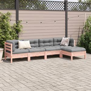 vidaXL 5-delige Loungeset met kussens massief douglas vurenhout
