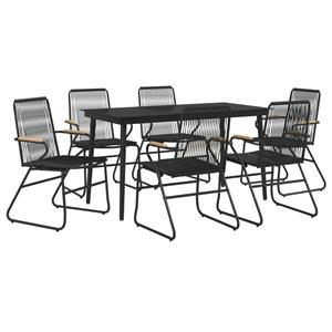 vidaXL 7-delige Tuinset PVC-rattan zwart