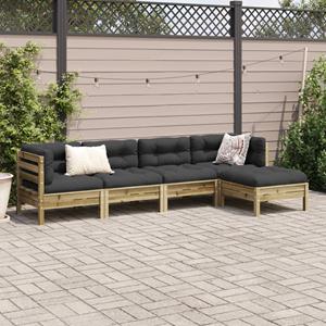 vidaXL 5-delige Loungeset met kussens geïmpregneerd grenenhout