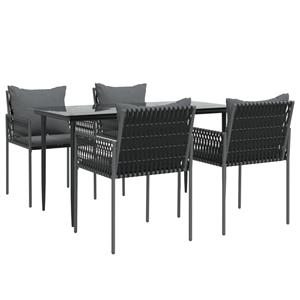 vidaXL 5-delige Tuinset met kussens poly rattan en staal