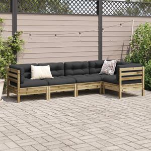 vidaXL 5-delige Loungeset met kussens geïmpregneerd grenenhout