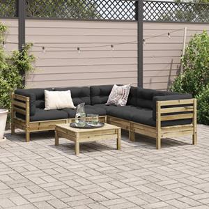 vidaXL 6-delige Loungeset met kussens geïmpregneerd grenenhout