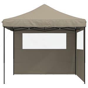 vidaXL Partytent inklapbaar pop-up met 2 zijwanden taupe