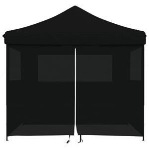 vidaXL Partytent inklapbaar pop-up met 4 zijwanden zwart